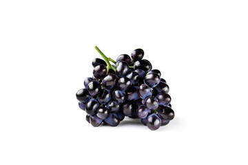 Bunch of black grapes isolated on white background