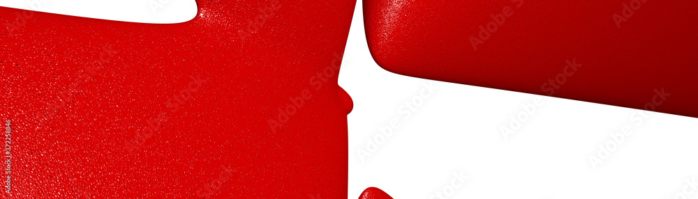 Poster ultra wide 3d abstract background of curved geometrical patterns of red color with lighting and shad