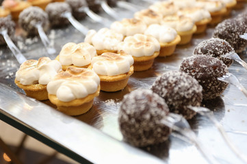 Lemon pastry dessert on a metal tray.