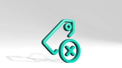 TAGS REMOVE 3D icon casting shadow, 3D illustration for background and design