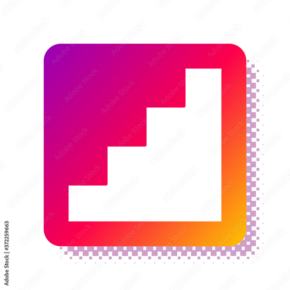 Poster white staircase icon isolated on white background. square color button. vector.