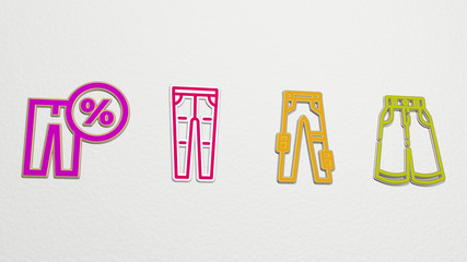 trousers 4 icons set, 3D illustration for white and background