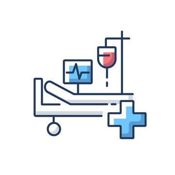 Intensive Care RGB Color Icon. Critical Care Medicine. ICU. Hospital Ward. Intensive Treatment And Close Monitoring. Resuscitation. Hospital Department. Isolated Vector Illustration