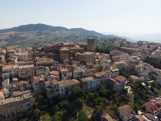 Fototapeta premium Tricarico town, province of Matera, Basilicata, southern Italy. It is home to one of the best preserved medieval historical centres in Italy. aerial view of tricarico with its Norman tower