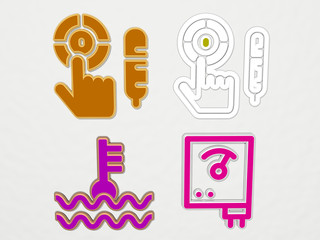 TEMPERATURE CONTROL 4 icons set, 3D illustration