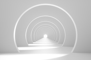 Obraz premium Bright white tunnel background, 3d rendering.