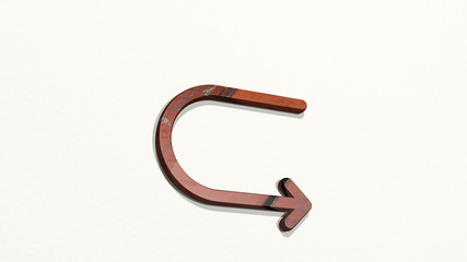 diagram up then down 3D icon on the wall, 3D illustration for business and chart