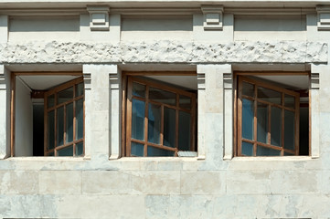 Windows of the old building in Georgia