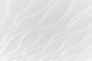 Digital silk cloth of wavy abstract backgrounds. Black and white 3D waves. Natural organic shapes.