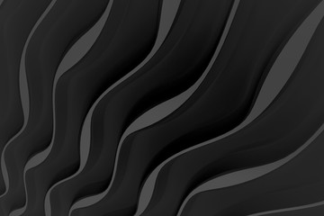 Digital silk cloth of wavy abstract backgrounds. Black and white 3D waves. Natural organic shapes.