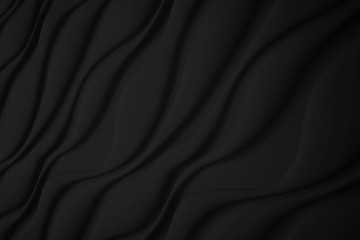 Digital silk cloth of wavy abstract backgrounds. Black and white 3D waves. Natural organic shapes.