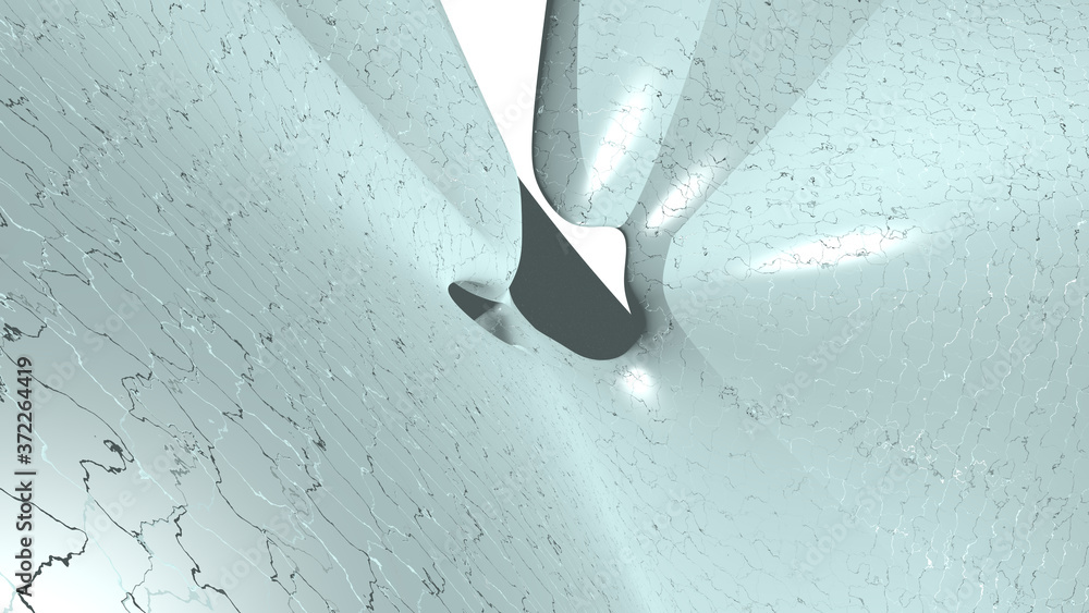 Poster mathematical shape made of pale turquoise monochromic 3d curved abstract background image made of pl