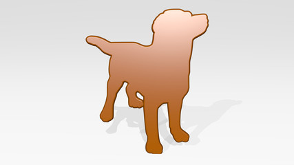 dog 3D icon casting shadow, 3D illustration for animal and cute