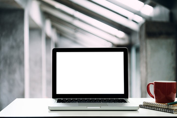 laptop computer with blank screen.