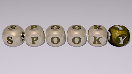 SPOOKY text by cubic dice letters, 3D illustration for halloween and background
