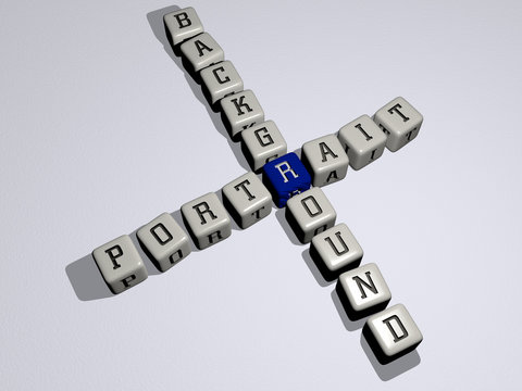 portrait background crossword by cubic dice letters, 3D illustration for beautiful and woman