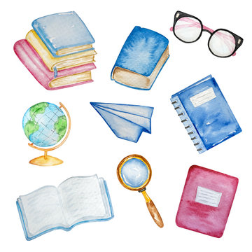 Watercolor Illustration Isolated School Supplies