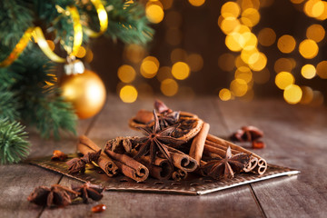 Star anise and cinnamon sticks.