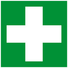 nsss2 NewSquareSafetySign nsss - german: Schild / Erste Hilfe. - english: first aid - green cross / rescue sign. - simple isolated - square xxl g9881