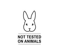 Animal Cruelty free flat logo design with cute bunny. Product not tested on animals symbol. - Vector illustration