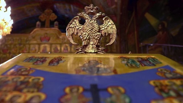 Interior details in a orthodox church footage