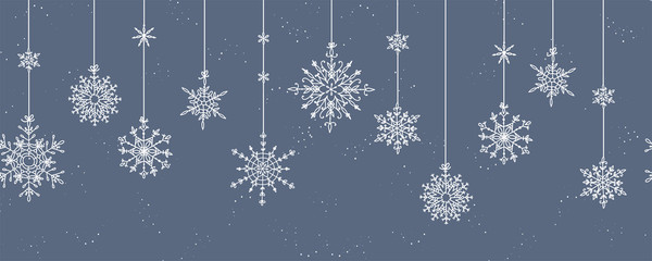 Beautiful hand drawn snowflakes seamless pattern, fragile winter background, great for textiles, banners, wallpaper, wrapping - vector design