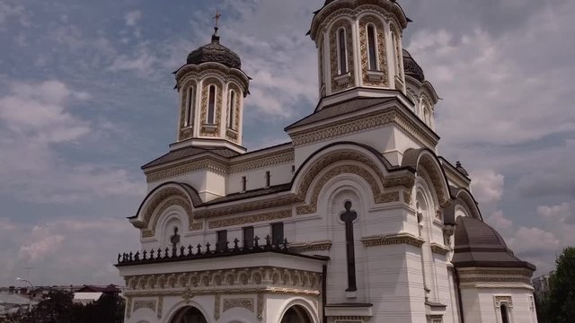 Aerial footage above a orthodox church