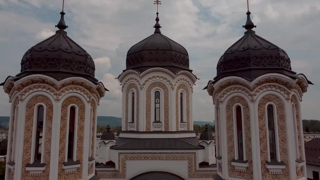 Aerial footage above a orthodox church