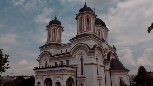 Aerial footage above a orthodox church