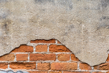 Old brick wall background, ancient concept background, damaged cement wall background