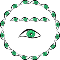
Round frame made of eyes. Border for text.