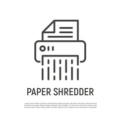 Shredder thin line icon. Office equipment. Destruction of confidential document. Vector illustration.