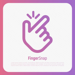 Snap of the fingers. Symbol of success, ok, okay, good. Hand gesture. Thin line icon. Vector illustration.