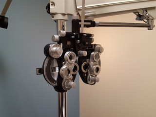 Vision testing machine at an eye doctor clinic