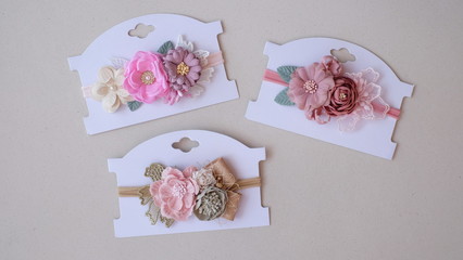 Bouquet of roses made out of fabric cloth textile in beautiful soft pastel colors that can be used as hair accessory, decoration, and embellishment