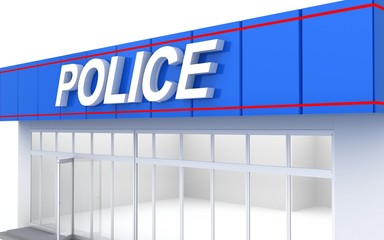3D illustration of a police office