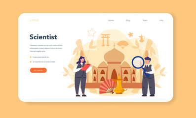 Orientalist web banner or landing page. Professonal scientist