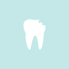 Tooth cracked decay icon. Broken teeth dental vector illustration