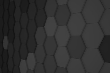 Geometrical shapes background. Black and white minimalist tech wall. Abstract 3D backdrop.