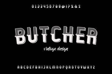 vintage font, typeface vector, alphabet design, gray style background