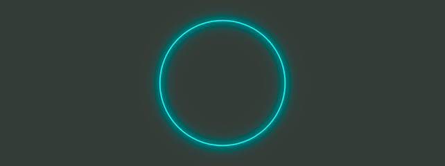 Abstract turquoise circle glowing neon light background