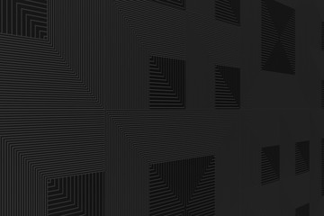 Geometrical shapes background. Black and white minimalist tech wall. Abstract 3D backdrop.