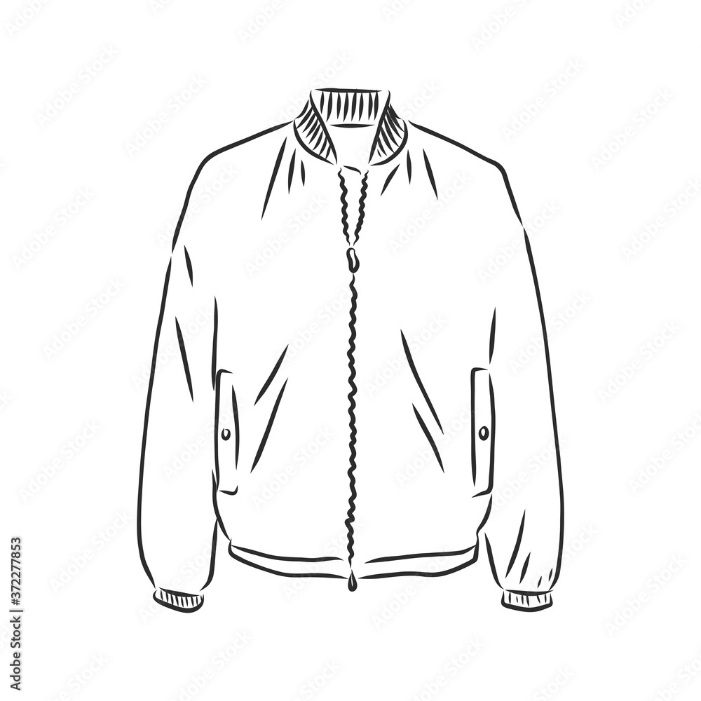 Wall mural bomber sketch. bomber jacket, vector sketch illustration