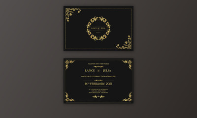 Elegant Wedding Card Template,Black and Golden Color.