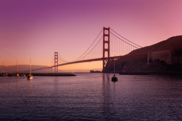 Fototapeta na wymiar The famous Golden Gate Bridge in San Francisco , seen from Point Cavallo