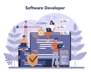 Software developer concept. Idea of programming and coding,