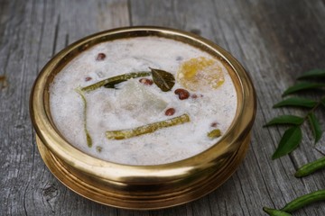 Kerala Olan recipe - Traditional side dish prepared during Onam feast with Ash-gourd plantains and red beans