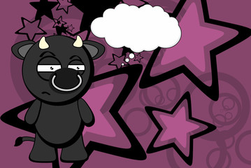 funny little kawaii black bull cartoon background in vector format
