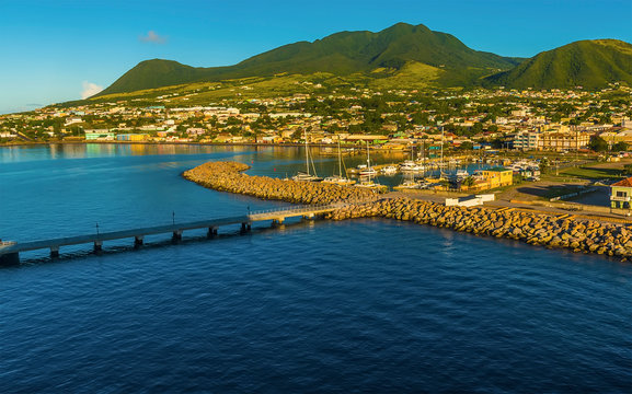 A view across Basseterre, St Kitts in the early morning light