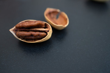 One pecan nu on black background